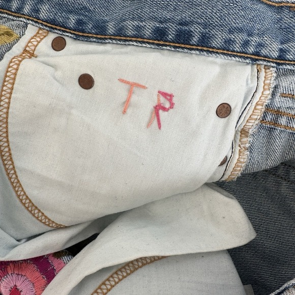Vtg Levis 505 Jeans Floral Embroidered Reworked Cottage Boho Y2K Upcycled OOAK - Picture 12 of 16